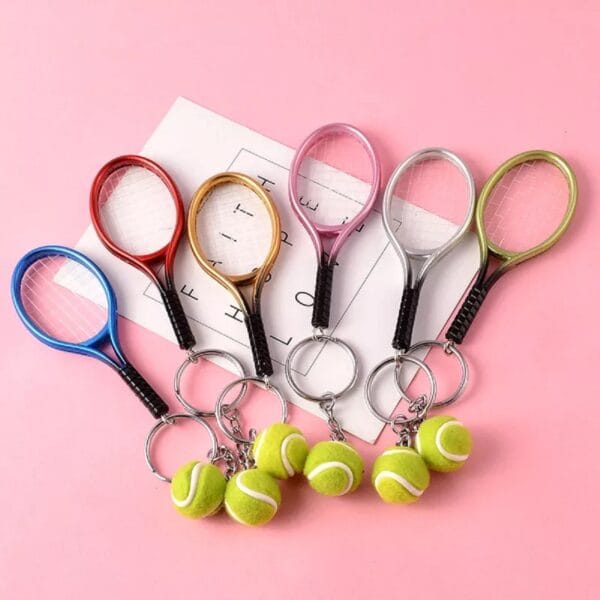 Gerçekçi Tenis Raketi Tasarımlı Şık Anahtarlık Kolye Çanta Süsü Tennis Keychain (K0) - Görsel 3