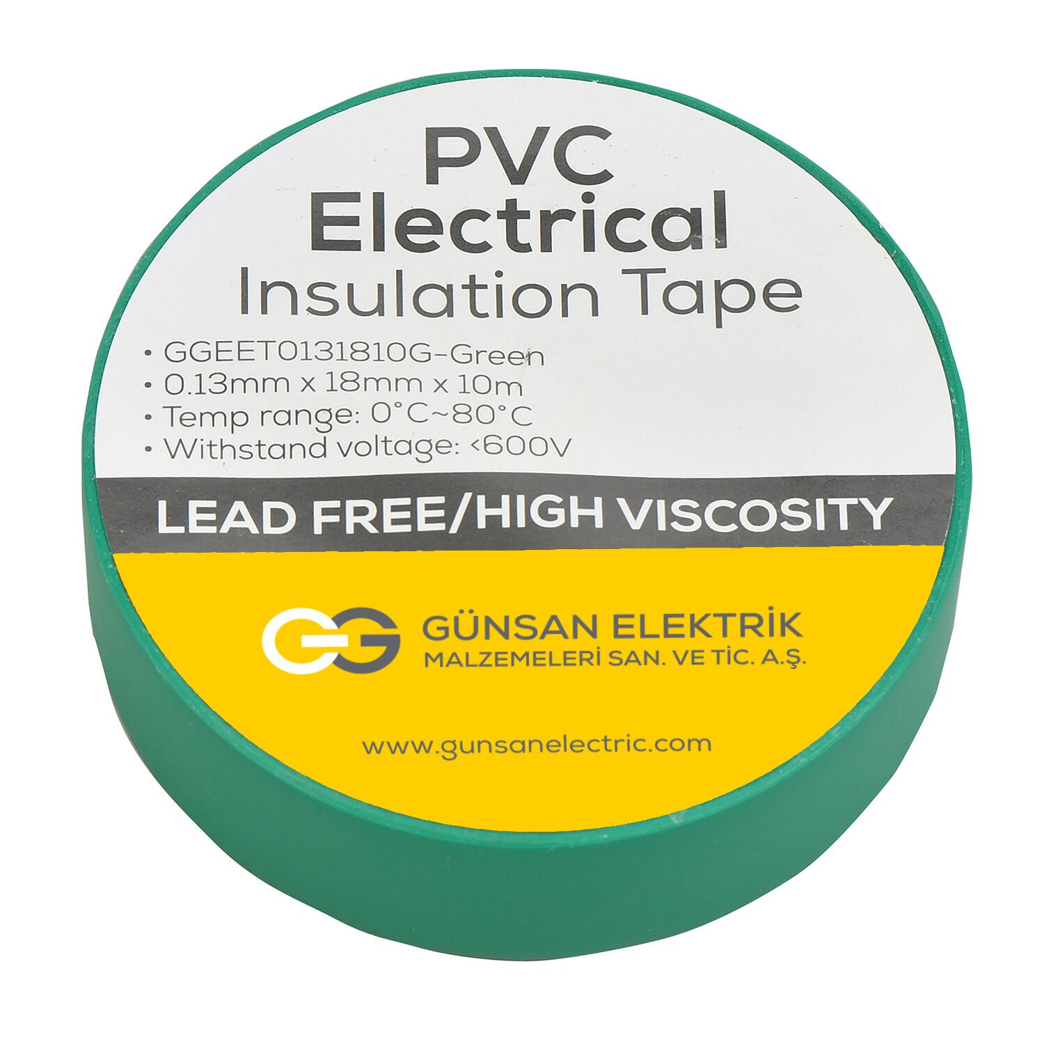 Günsan Valta Elekrik İzolasyon Bandı Yeşil 0,13mmX18mmX10m - Görsel 2