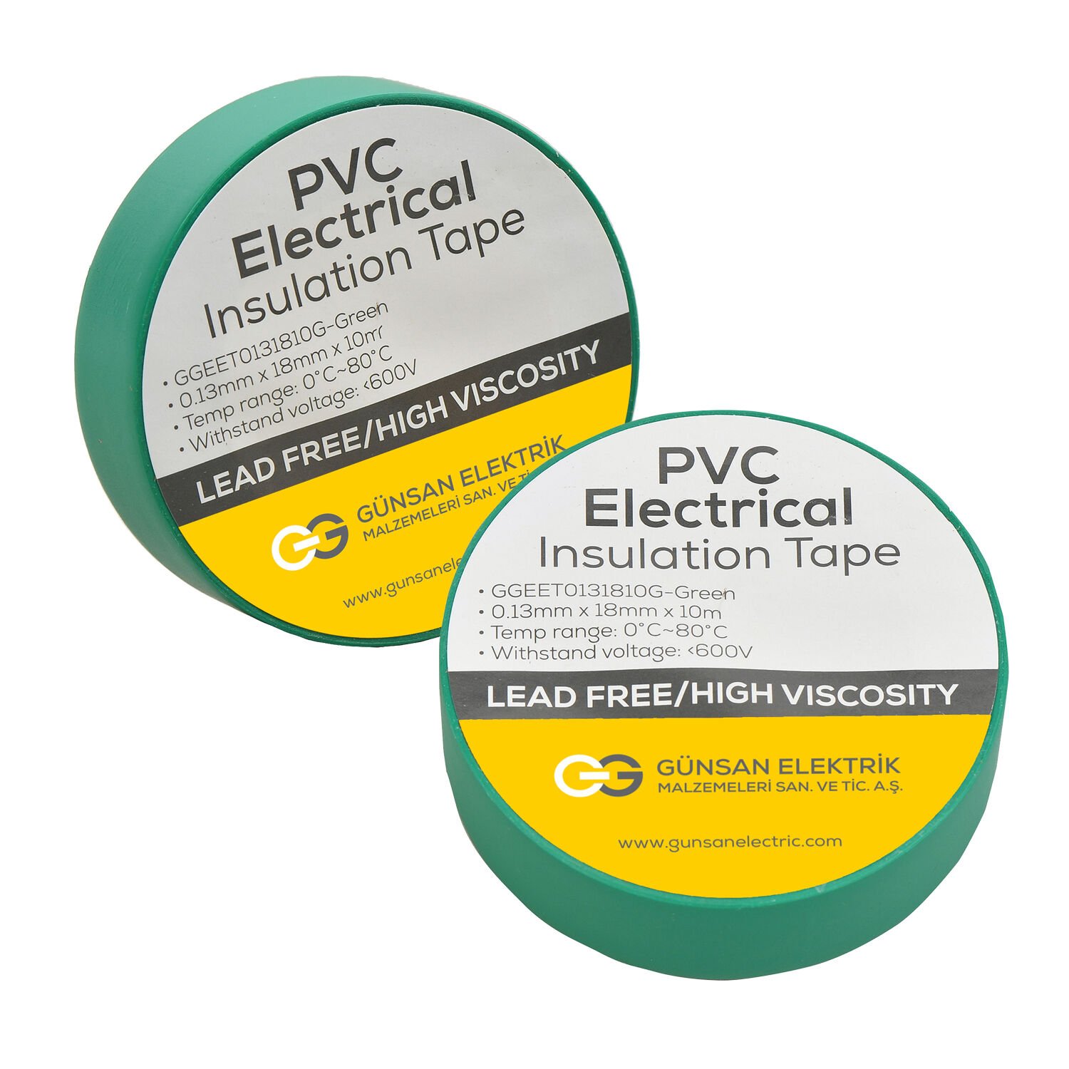 Günsan Valta Elekrik İzolasyon Bandı Yeşil 0,13mmX18mmX10m - Görsel 3