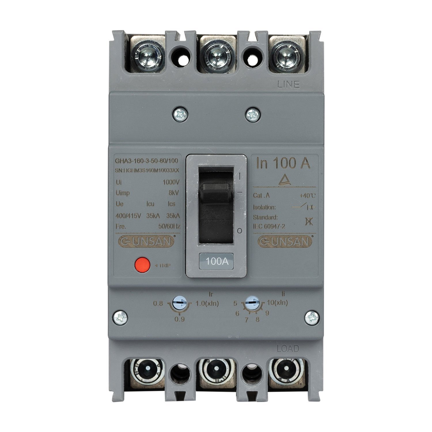 Günsan Valta Kompakt Şalter Ayar Sahalı 3P 160A 40℃ Üç Kutuplu