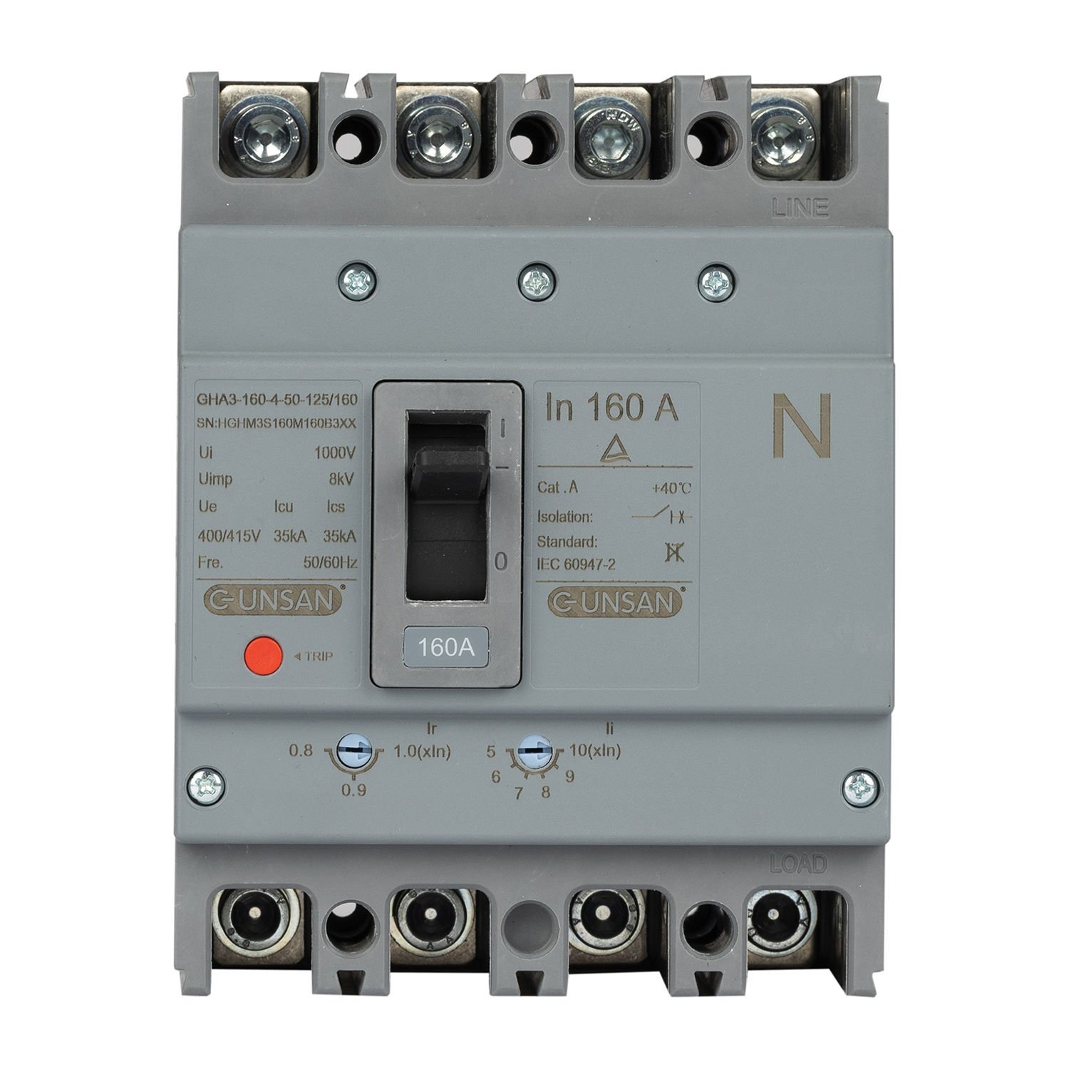 Günsan Valta Kompakt Şalter Ayar Sahalı 4P 250A 40℃Dört Kutuplu