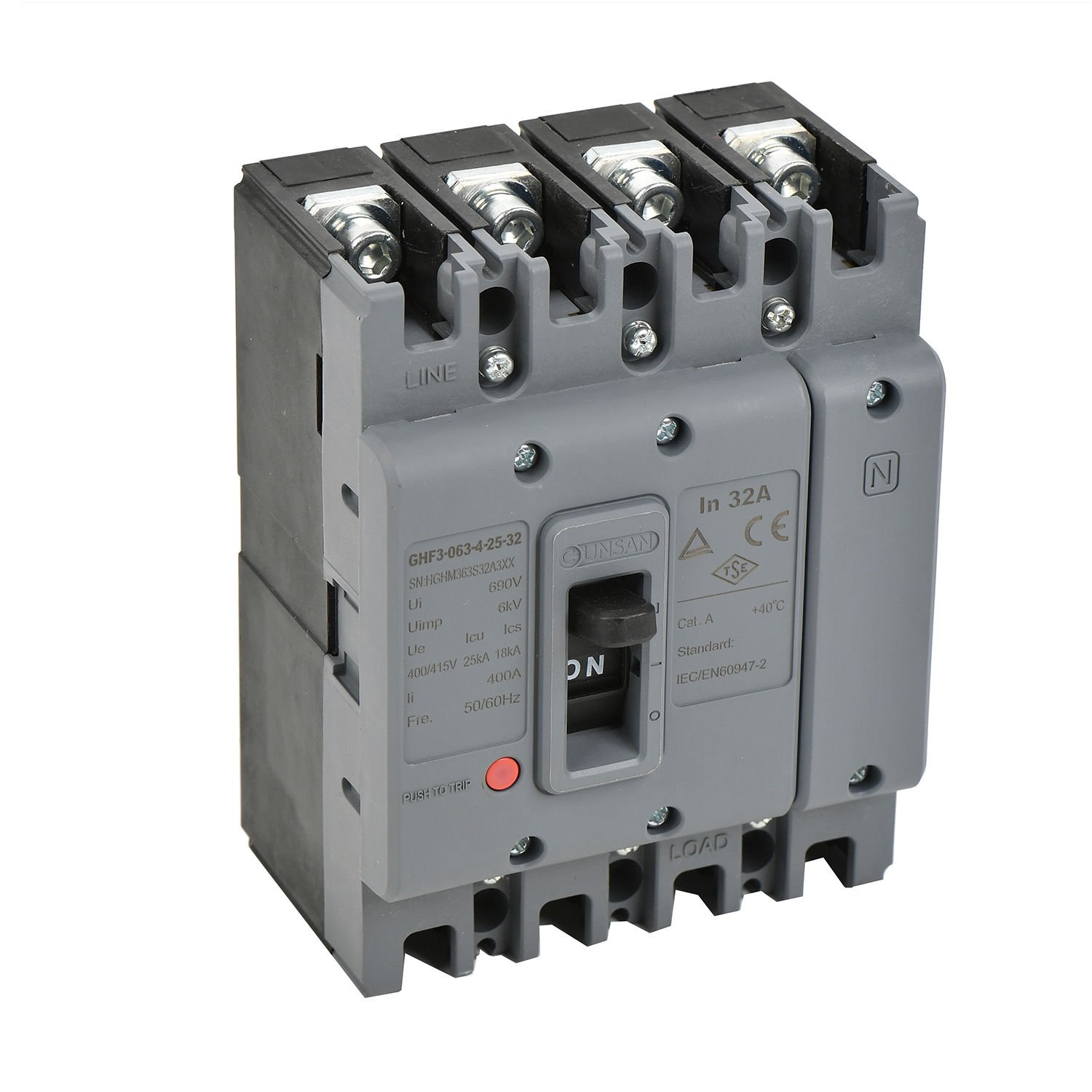 Günsan Valta Kompakt Şalter4P 50kA Sabit 630A Dört Kutuplu