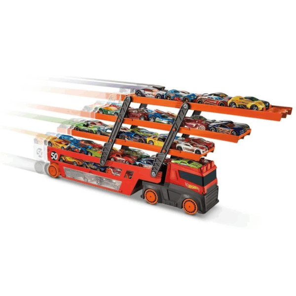 Çocuk GHR48 Hot Wheels Mega Tır (Kırmızı-Turuncu) - Görsel 3