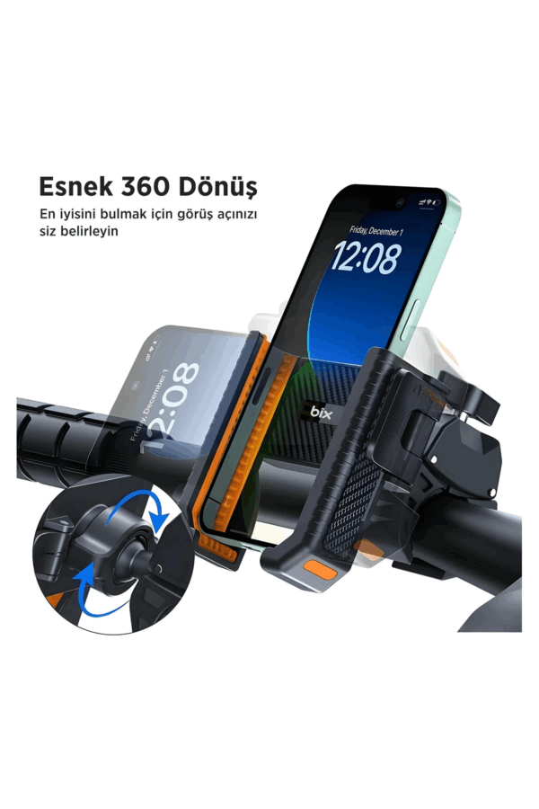 Gidon Bağlantılı Bisiklet Motosiklet İçin Esnek Abs 4-7.8″ İnç Telefon Tutucu 360° Dönebilen Tasarım - Görsel 2
