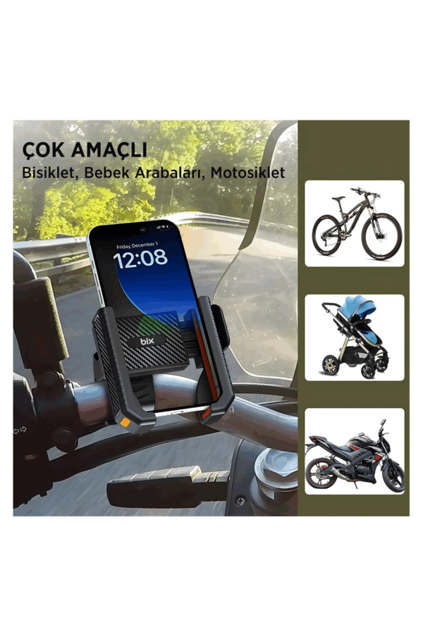 Gidon Bağlantılı Bisiklet Motosiklet İçin Esnek Abs 4-7.8″ İnç Telefon Tutucu 360° Dönebilen Tasarım - Görsel 5