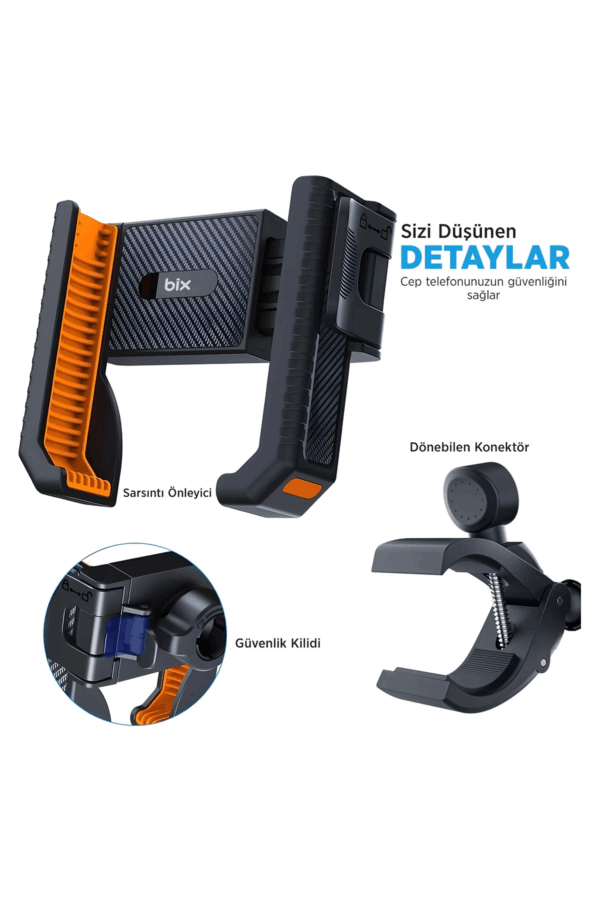 Gidon Bağlantılı Bisiklet Motosiklet İçin Esnek Abs 4-7.8″ İnç Telefon Tutucu 360° Dönebilen Tasarım - Görsel 7