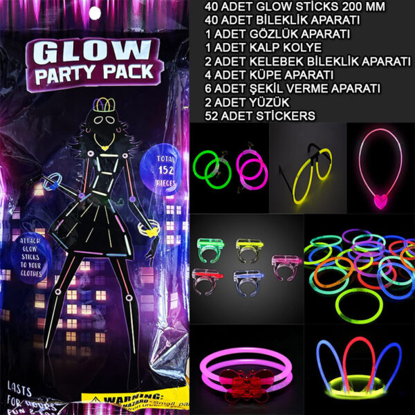 Glow Parti Seti 152 Parçalık Lüks Glow Kostüm Seti (K0)