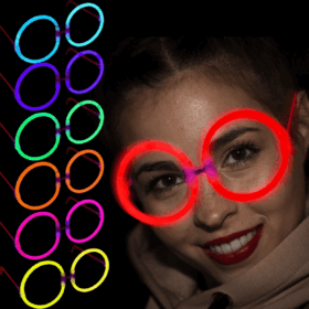 Glow Stick Parti Gözlüğü Glow Partisi Yuvarlak Şekilli Fosforlu Gözlük 6 Adet (K0)