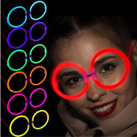 Glow Stick Yuvarlak Gözlük - Glow Partisi Gözlükleri - Glow Stick Gözlük 12 Adet (K0)