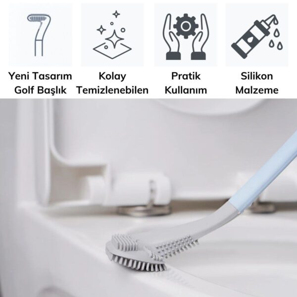 Golf Tasarımlı Silikon WC Klozet Mutfak Temizlik Fırçası Kanca Hediyeli (K0) - Görsel 3