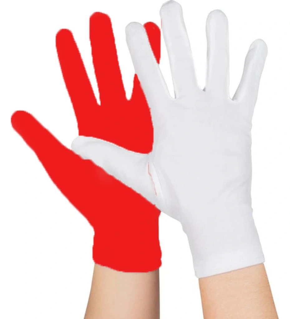 Gösteriler İçin 1 Çift Kırmızı Beyaz Pandomim Eldiveni Çocuk Boy - Görsel 3
