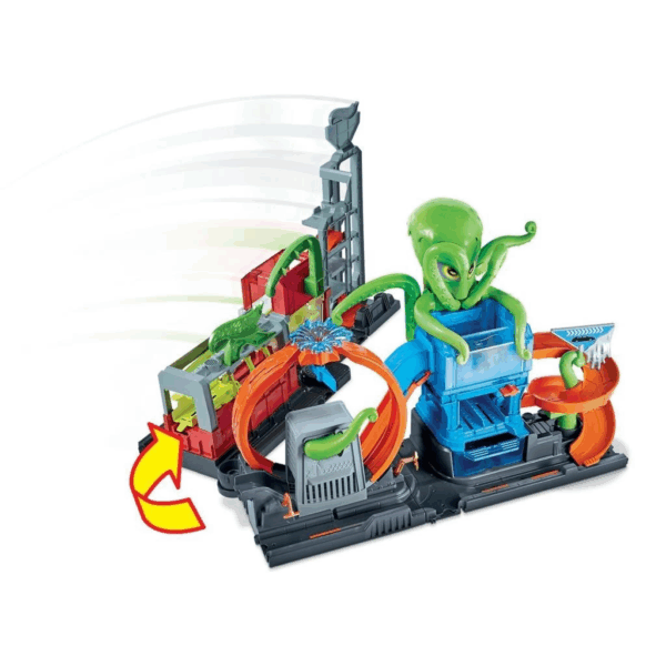 GTT96 Hot Wheels, Dev Ahtapot ile Araba Yıkama Oyun Seti / +4 yaş - Görsel 3