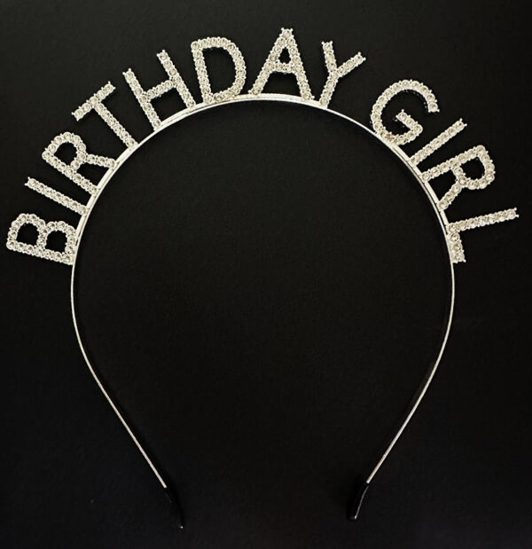 Gümüş Kristal Taşlı Birthday Girl Doğum Günü Tacı İthal Ürün A Kalite 17x16 cm (K0)