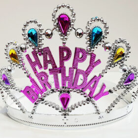 Gümüş Renk Happy Birthday Yazılı Doğum Günü Tacı 60 cm (K0)