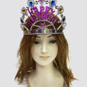 Gümüş Renk Happy Birthday Yazılı Doğum Günü Tacı 60 cm (K0)