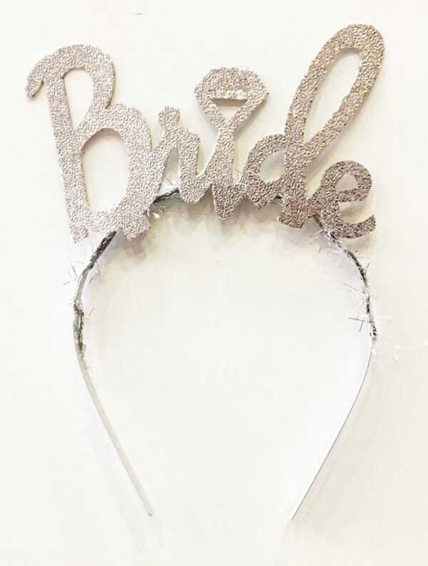 Gümüş Renk Bekarlığa Veda İtalik Yazı Alyanslı Bride Taç (K0)