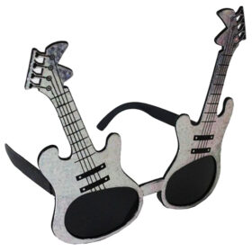 Gümüş Renk Rockn Roll Gitar Şekilli Parti Gözlüğü 15x15 cm (K0)