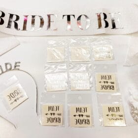 Gümüş Renk Bride Partisi Taç Kuşak Dövme Bileklik Seti Full 13 Parça (K0)