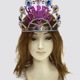 Gümüş Renk Happy Birthday Yazılı Doğum Günü Tacı 60 Cm