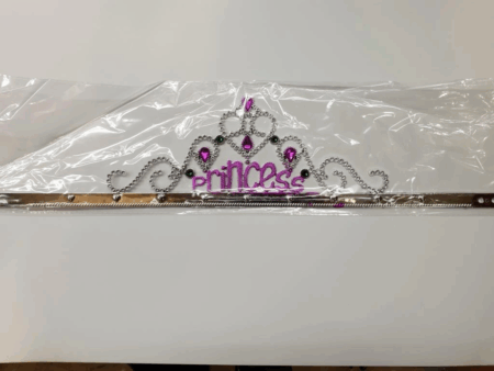 Çocuk Gümüş Renk Prenses Yazılı Parti Tacı 60 cm