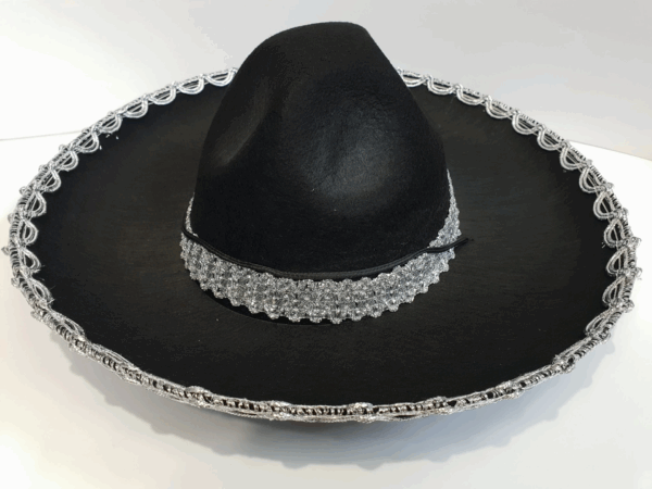 Gümüş Renk Şeritli Meksika Mariachi Latin Şapkası 55 Cm Çocuk - Görsel 2