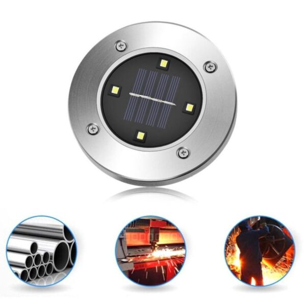 Güneş Enerjili Su Geçirmez 4 Ledli Saplamalı Bahçe Lambası Işığı (K0) - Görsel 2