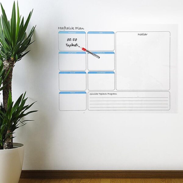 Haftalık Planlayıcı Manyetik Duvar Stickerı Takvim 70 cm x 56 cm (K0) - Görsel 2