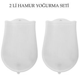 Hamur Torbası 2 li Set Orta ve Büyük Hamur Silikon Şeffaf Yoğurma Torbası Ekmek Makarna Mantı Yoğur (K0)