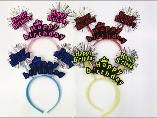 Happy Birthday Neon Renk Doğum Günü Tacı 12 Adet (K0)