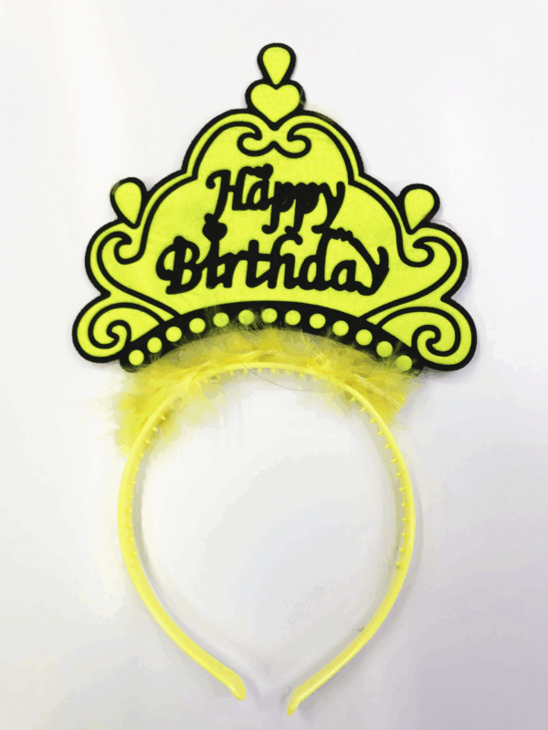 Happy Birthday Yazılı Neon Renk Taç 12 Adet - Görsel 3