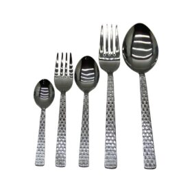 HASIRLI DESENLİ - 30  PARÇA METAL KAŞIK ÇATAL SET (K0)