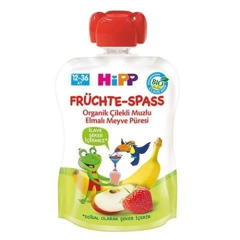 Hipp Organik Çilekli Muzlu Elmalı Meyve Püresiı100gr - Görsel 2