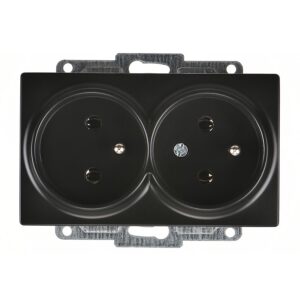 Günsan Visage Metalik Siyah İkili UPS Priz- 16A 250V - Vidalı