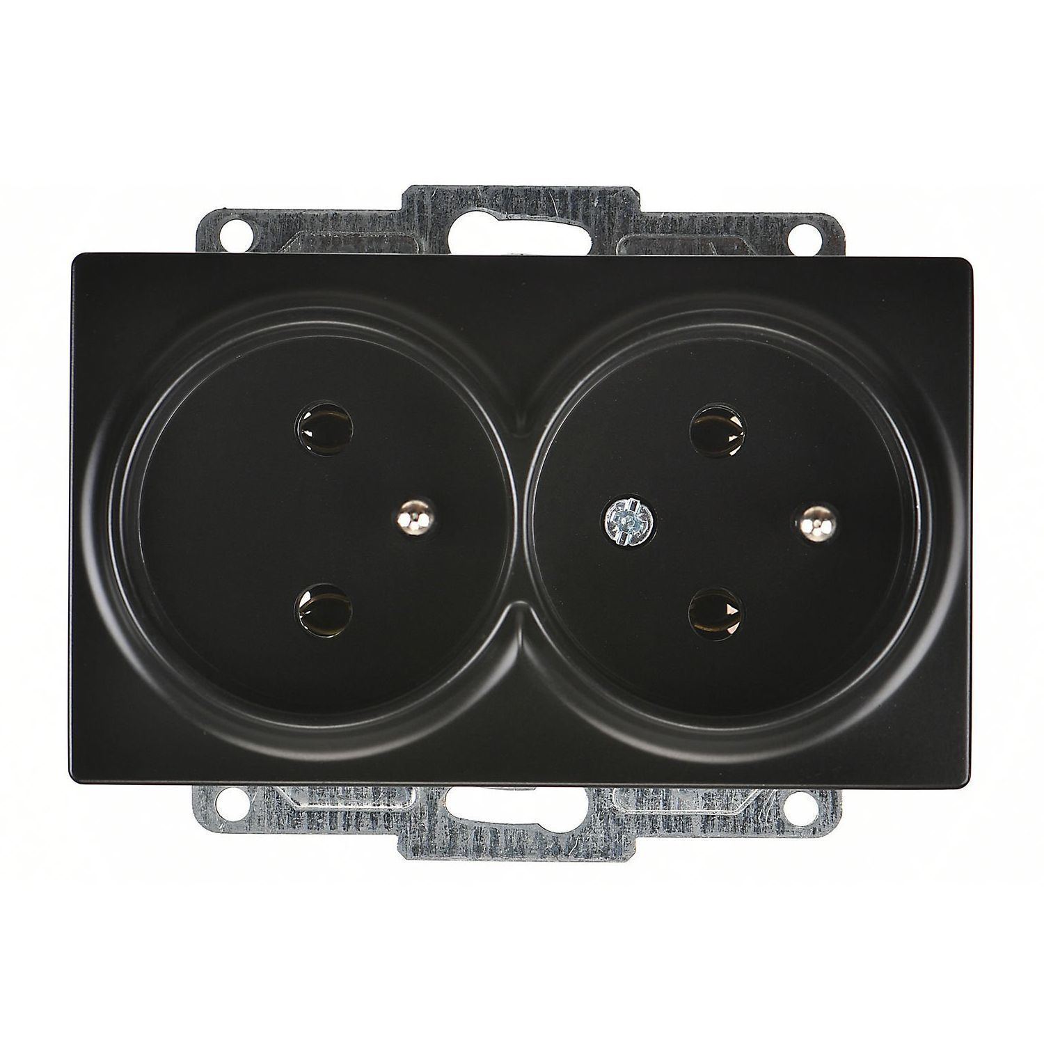 Günsan Visage Metalik Siyah İkili UPS Priz- 16A 250V - Vidalı