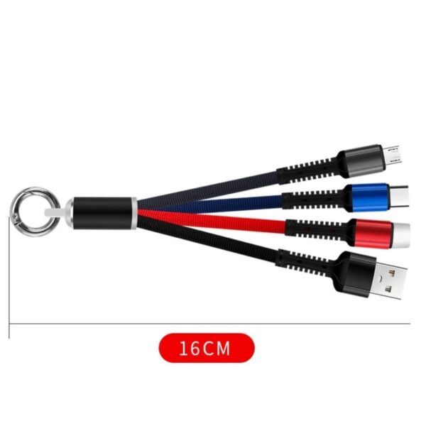Işıklı Anahtarlık Model 3 in 1 USB Çıkışlı MİKRO,TYPE-C ve İphone Uyumlu Şarj Kablosu (K0) - Görsel 5