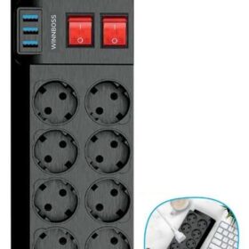 Isıya Dayanıklı Termal Akım Korumalı 2 Metre 16A 4000W 8li Priz ve 3 Usb Li Uzatma Kablosu (K0)
