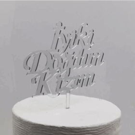 İyiki Doğdun Kızım Yazılı Doğum Günü Partisi Pleksi Pasta Süsü Gümüş Renk