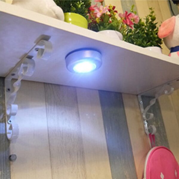 Kablosuz Spot Pilli Dokunmatik Led Lamba 3 Ledli Dolap Lambası (K0) - Görsel 3