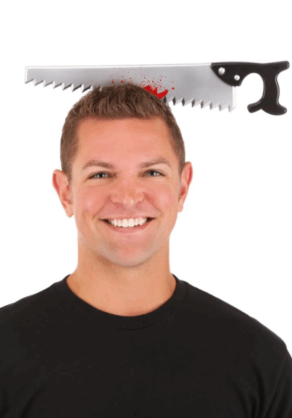 Çocuk Kafaya Saplanmış Halloween Kanlı Testere Şaka Tacı