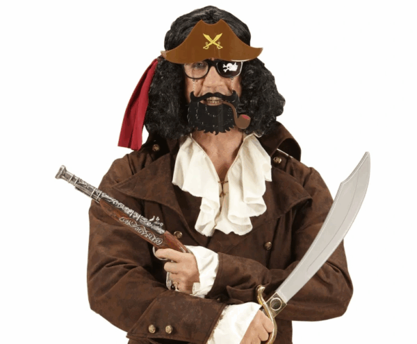 Kahve Renk Şapkalı Siyah Sakallı Lu Jack Sparrow Denizci Korsan Gözlüğü 24x25 Cm - Görsel 3