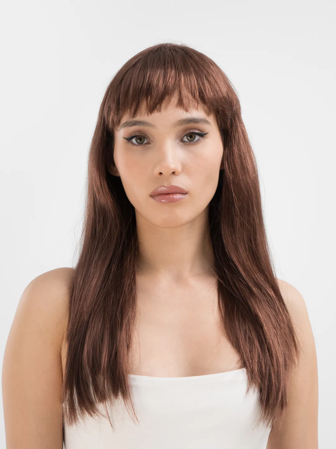 Çocuk Kahve Renk Uzun Düz Parti Peruğu - Uzun Kahverengi Peruk - Görsel 3
