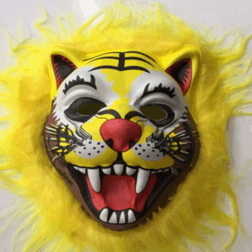 Kahverengi Peluş Saçlı Kırılmaz Yumuşak Tiger Maskesi 22x19 cm