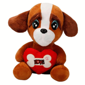 Çocuk Kalpli Köpek Peluş Oyuncak 30 Cm
