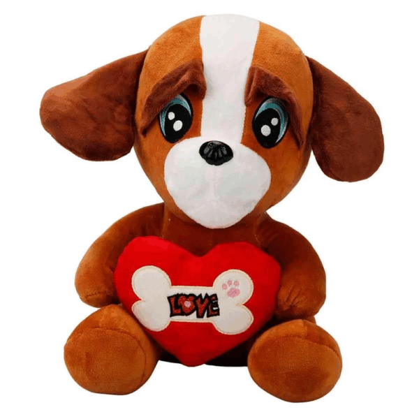 Çocuk Kalpli Köpek Peluş Oyuncak 30 Cm