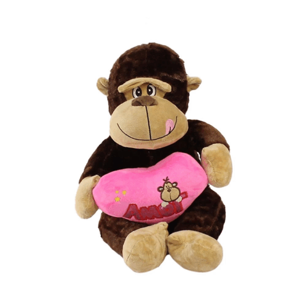Çocuk Kalpli Maymun Peluş Oyuncak 30 cm