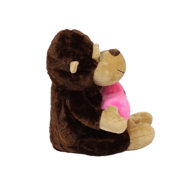 Çocuk Kalpli Maymun Peluş Oyuncak 30 cm - Görsel 3