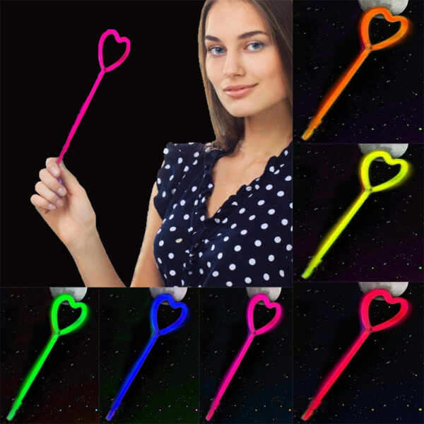 Karanlıkta Yanan Glow Partisi Kalp Şekilli Asa Sopa 6 Renk 6 Adet (K0)