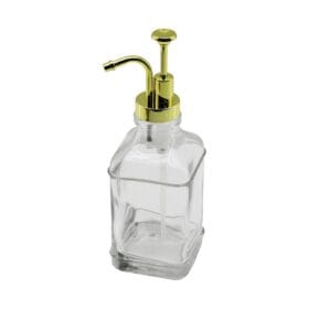 KARE CAM ŞİŞE - ŞEFFAF SIVI SABUNLUK 500ML POMPA - MUSLUK AYRIK MODEL BAŞLI (K0)