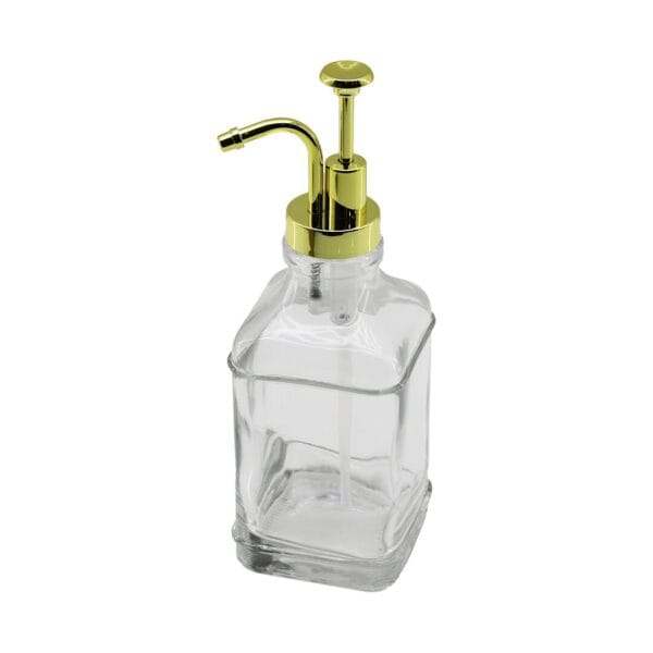 KARE CAM ŞİŞE - ŞEFFAF SIVI SABUNLUK 500ML POMPA - MUSLUK AYRIK MODEL BAŞLI (K0)