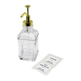 KARE   CAM ŞİŞE ŞEFFAF  DAMLATMAZ YAĞDANLIK 500ML POMPA - MUSLUK AYRIK MODEL BAŞLI (K0)
